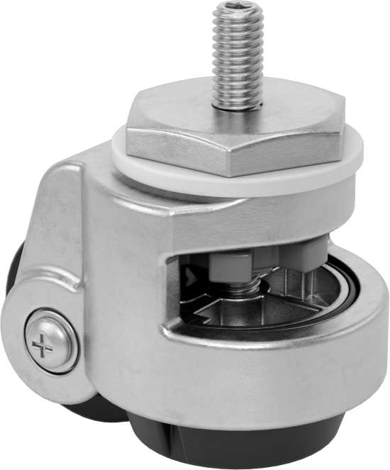 Dişli Saplı Seviyeleme Tekerlekleri, 3/8"-16 Diş, 1-3/4" Çaplı Tekerlek, 220 lbs. Kapasite