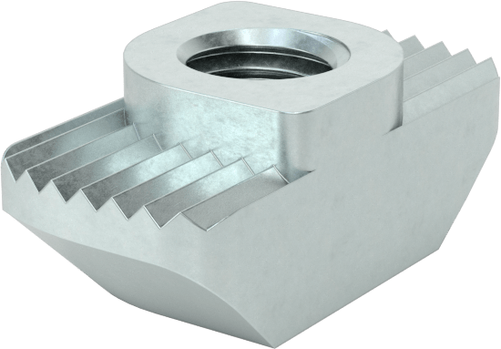T-Yuvalı Çerçeve Bağlantı Elemanları, 1.5" Takmalı Çekiç Somunu, 30 mm ve 40 mm Ray, 10-32 Diş — 10-32, Çinko Kaplı Çelik, Somun