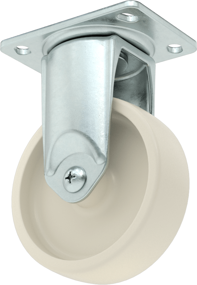 3-3/4" x 2-3/4" Plakalı Parlak Yüzeyli Tekerlek, 4" Çapında Naylon Tekerlekli Sert