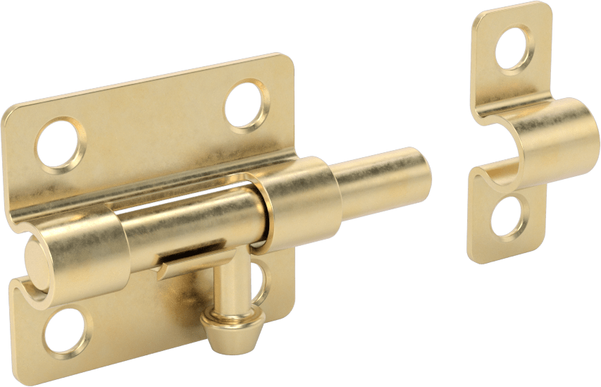 Kaldır-Bırak Namlu Kayar Cıvata Mandalı, Pirinç Kaplamalı Çelik, 1-3/4" Genişlik x 1-1/2" Yükseklik