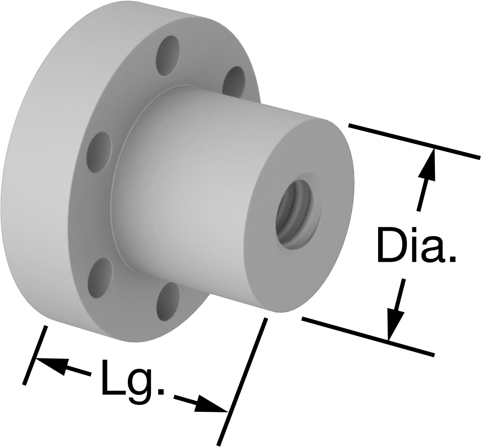 Hızlı Hareketli Ultra Hassas Kılavuz Vida için M12 x 2.50 mm Dişli Flanşlı Somun — M12 × 2.5 mm, Somun, 1 3⁄8"