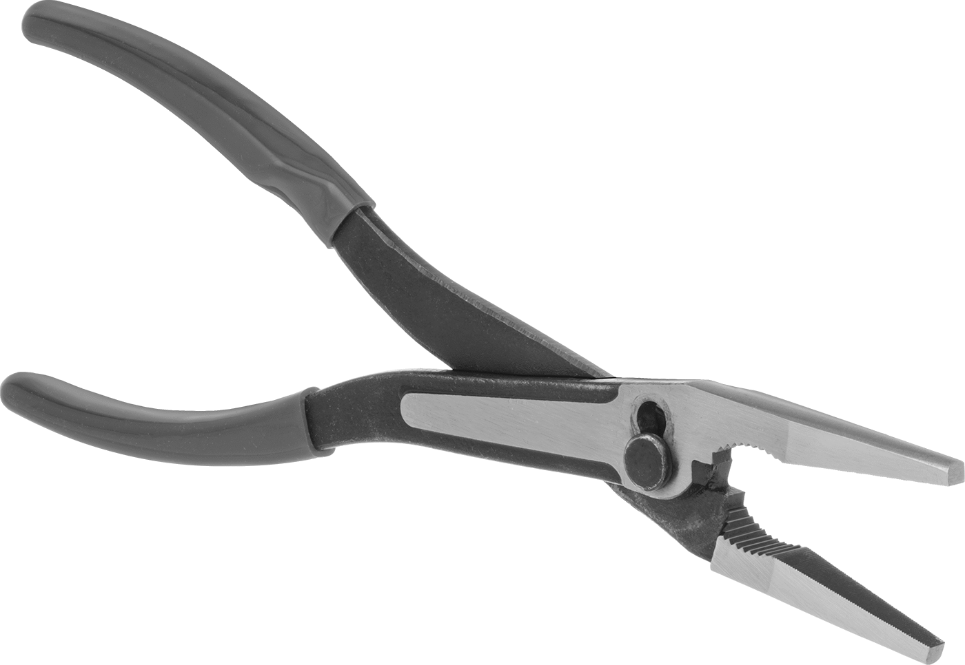 Uzatılmış Uçlu Uzun Burunlu Pense, 2-5/8" uzunluğunda kombine çeneler ve yastıklı tutma yerili, 11" Toplam Uzunluk — Geniş, 11", Düz