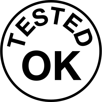 Kontrol Lastik Damgası, Siyah Mürekkepli, Test Edildi ve Uygun Bulundu Mesajı, 3/8" Çaplı Baskı