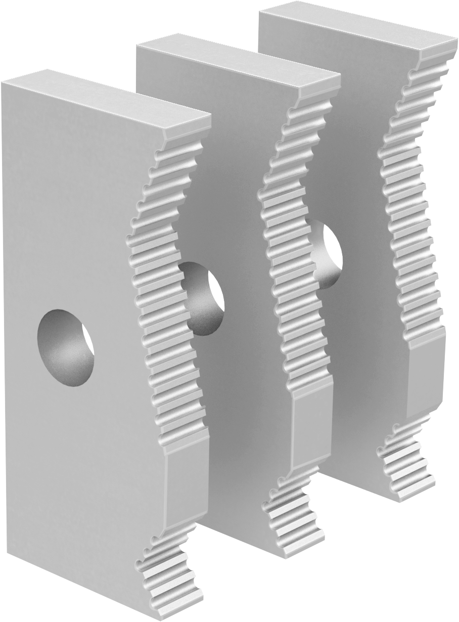 Tezgah Mengene için Yost Çeneleri, V Şeklinde, Çelik, 2-1/2" Genişlik x 2" Yükseklik x 1/2" Kalınlık — Tırtıklı, 2 1⁄2", V