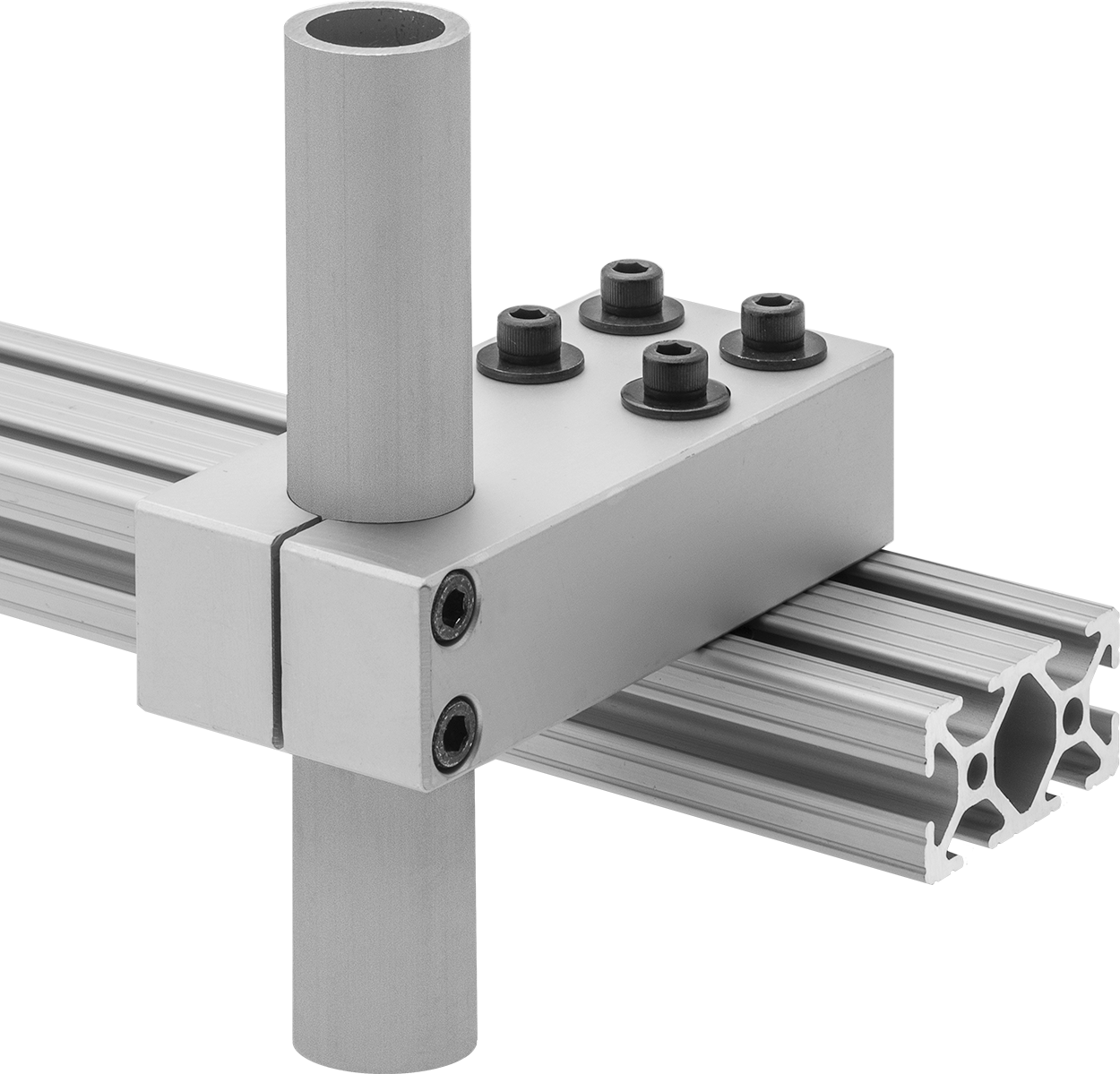 Offset Rail-to-Tube Holder for Double and Quad Rails