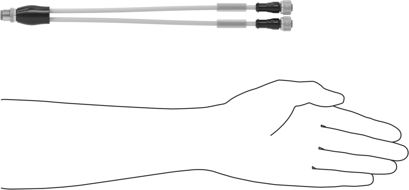 Mikro M12 Kablo Ayırıcı, 4-Kutuplu Fiş x 3-Kutuplu Soket x 3-Kutuplu Soket, 1 fit Uzunluk