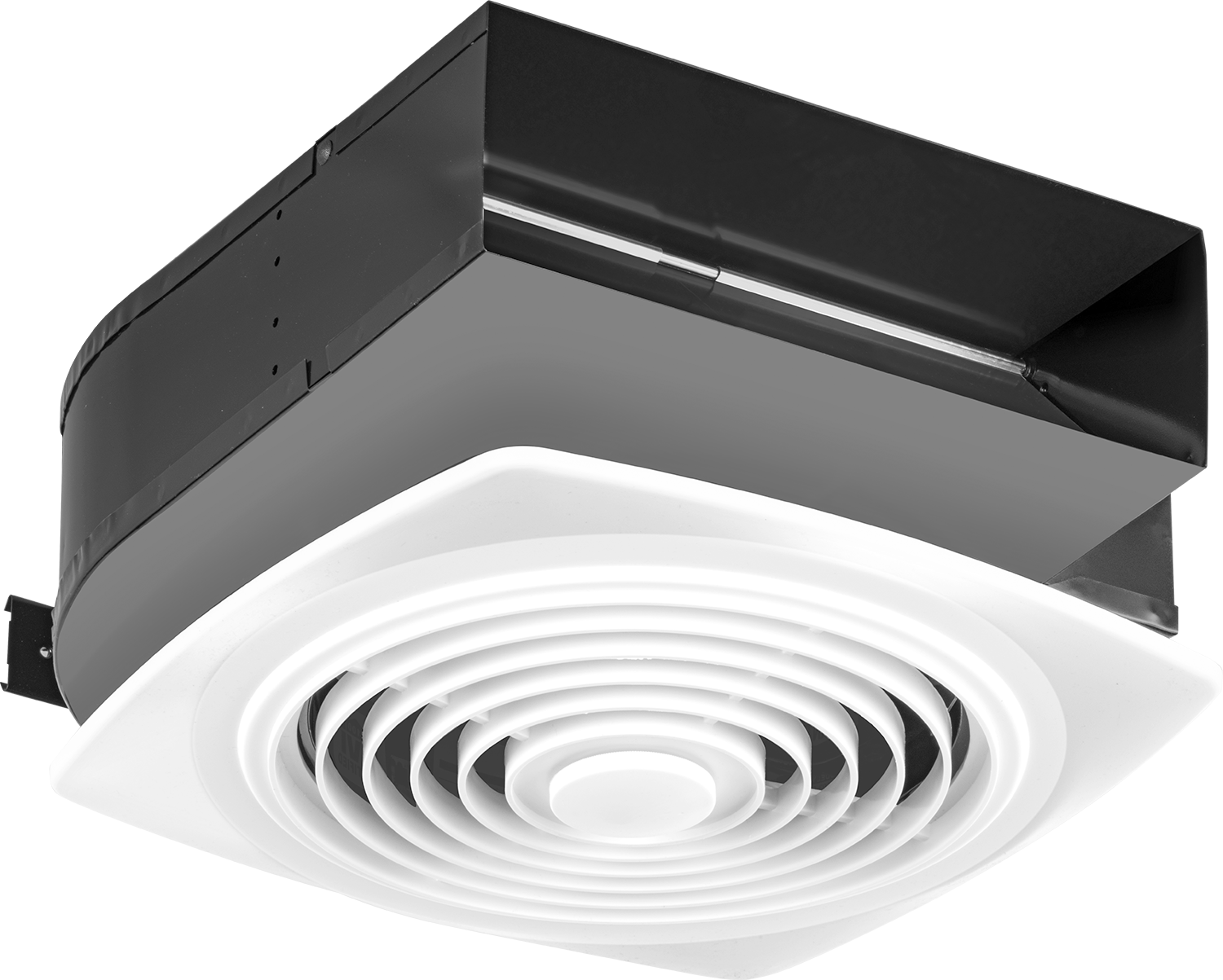 Tavana Monte Lavabo Egzoz Fanı, Dikdörtgen Kanal için, 160 CFM Hava Akışı — Dikdörtgen, Tavan, Duvar, 120V AC