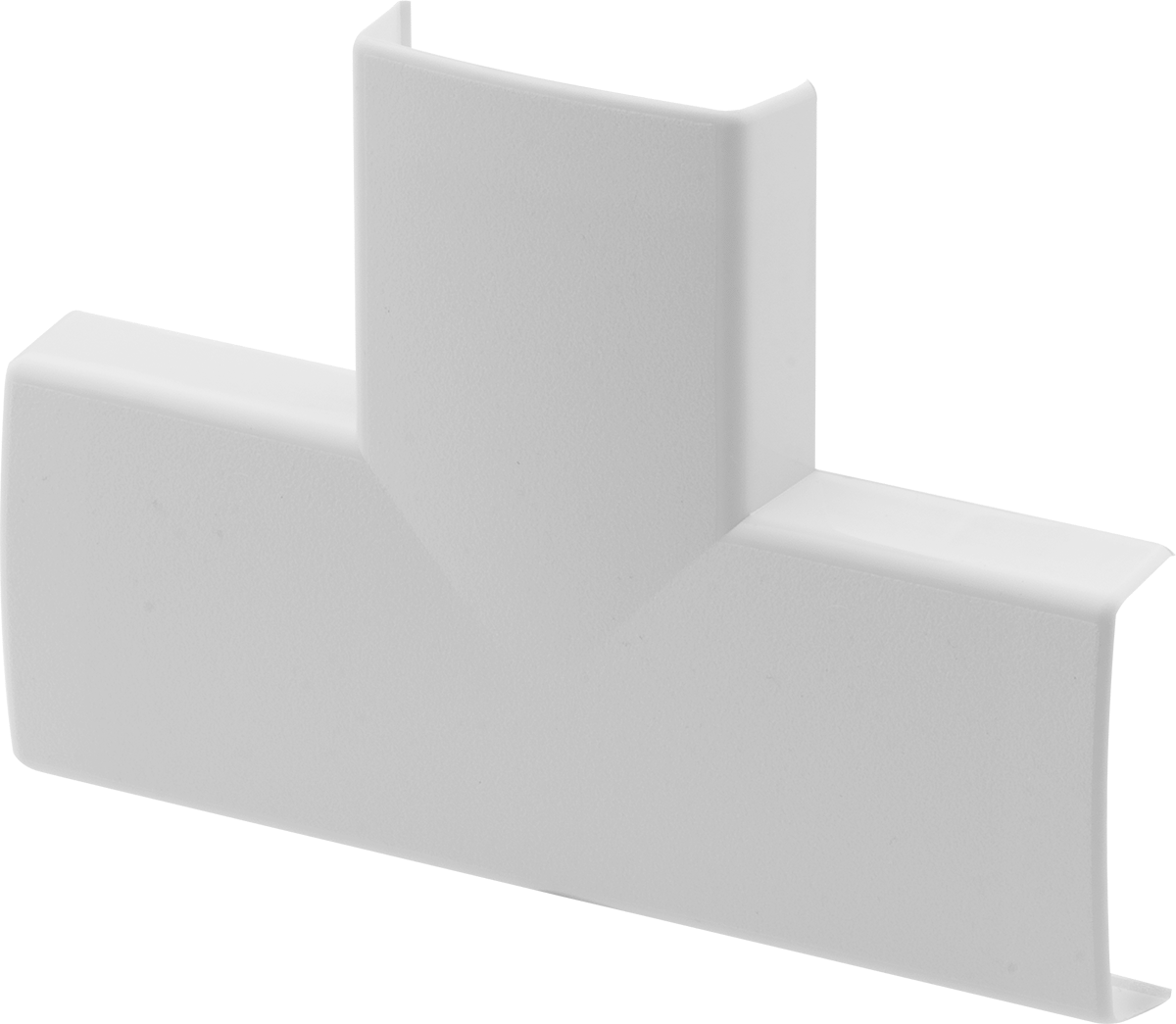 Düşük Profilli Yuvarlak Kanal için 2-1/4" Genişlik x 11/16" Derinlik T Parçası — Plastic, PVC, Konektör, Fildişi