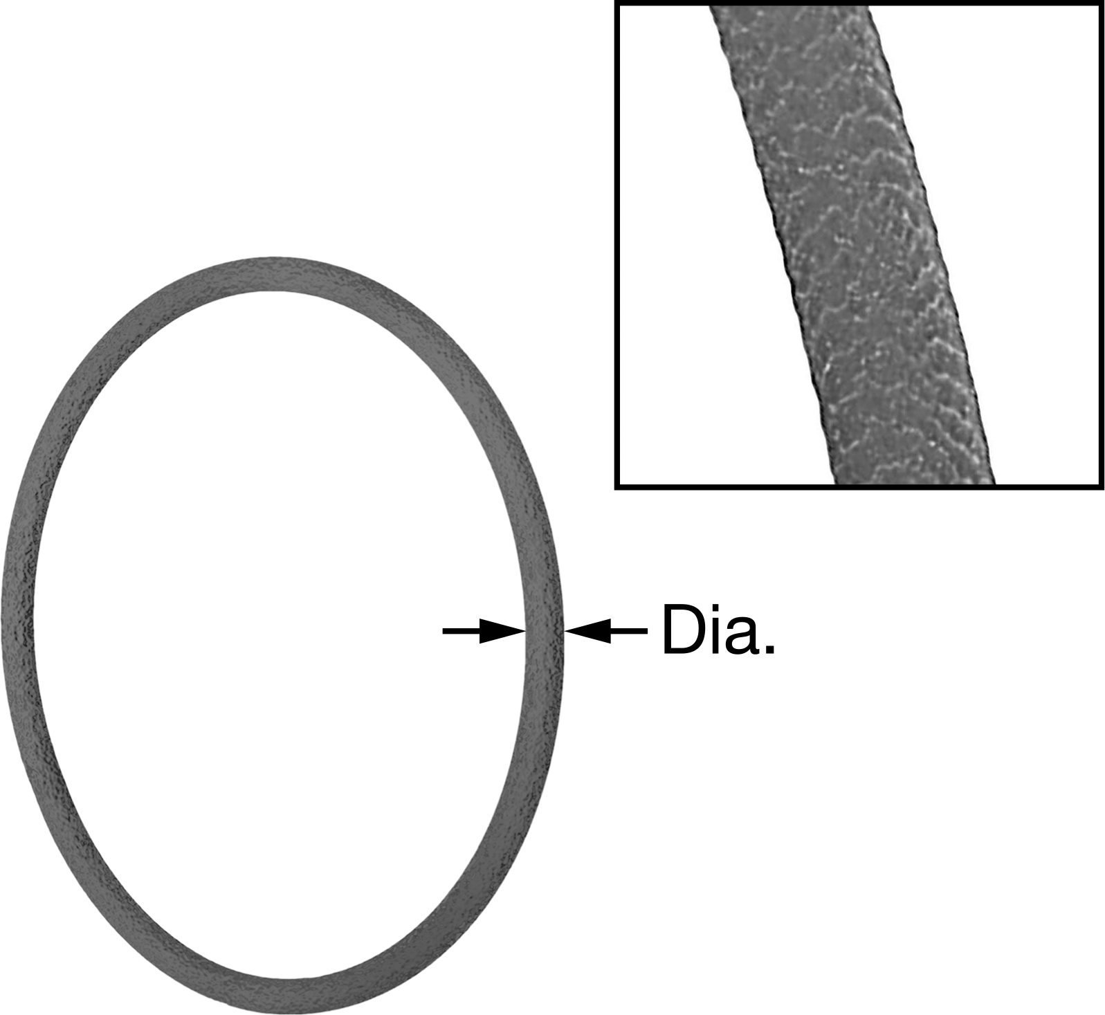 Dokulu Yuvarlak Kemer, 2 mm Çap, 203 mm Dış Çevresi