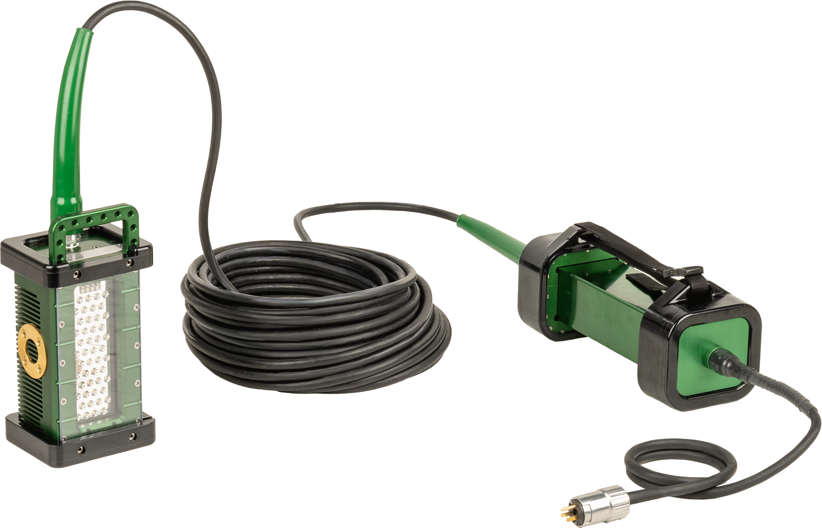 Patlamaya Dayanıklı Ayaklı Projektör, Patlamaya Dayanıklı Güç Kaynaklı, Taşınabilir — Yeşil, 120V AC, Aşındırıcı, Tozlu, Tehlikeli, Dış M…