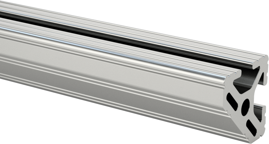 T-Yivli Çerçeve Rayı, Tek Açılı İki Yuvalı, Yivli, Gümüş, 1" Yükseklik x 1" Genişlik — Tekli, 1", 1"