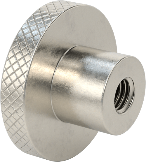 303 Paslanmaz Çelik Tırtıllı Düğme, M12 x 1.75 mm Dişli Delik, 51 mm Baş Çapı