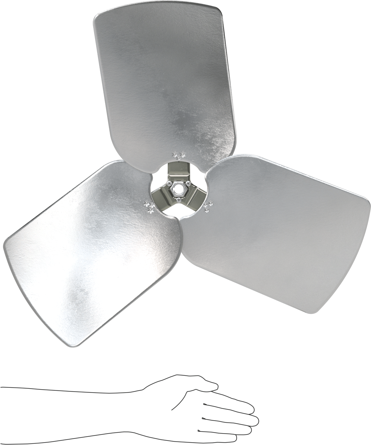 Alüminyum Fan Kanadı, Yüksek Çıkışlı, 5/8" Çaplı Kamalı Mil için, 3 Bıçak