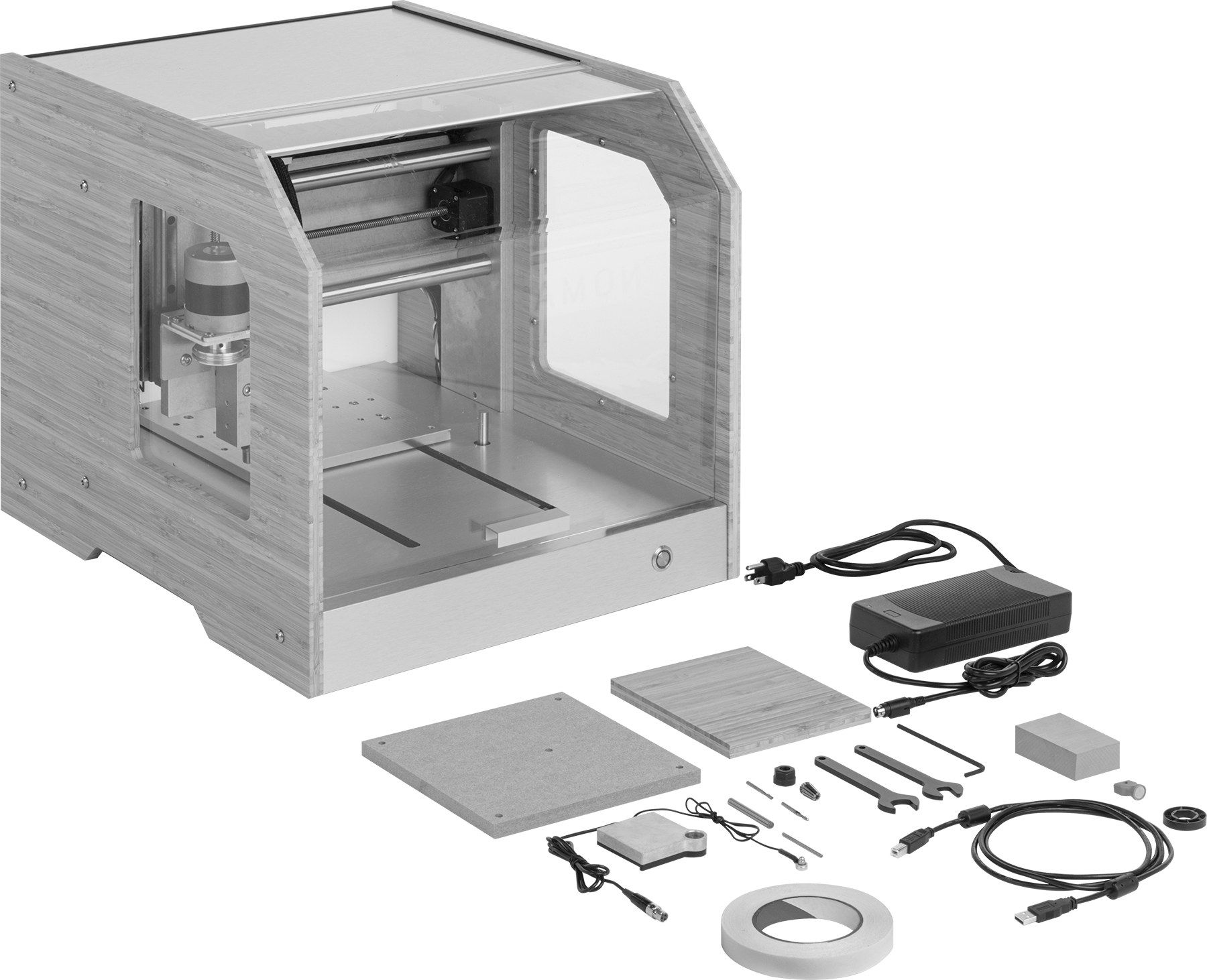 3 Eksenli Masaüstü CNC Freze Makinesi, 17" Yükseklik x 17-1/2" Genişlik x 19" Derinlik Toplam