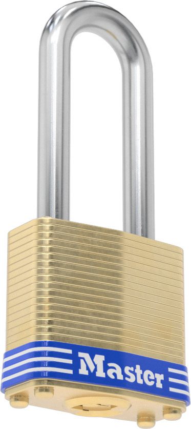 Lamine Pirinç Gövdeli Hava Koşullarına Dayanıklı Asma Kilit, Master Lock 4, #0464 numaralı anahtarla anahtarlı, Ekstra Boşluklu
