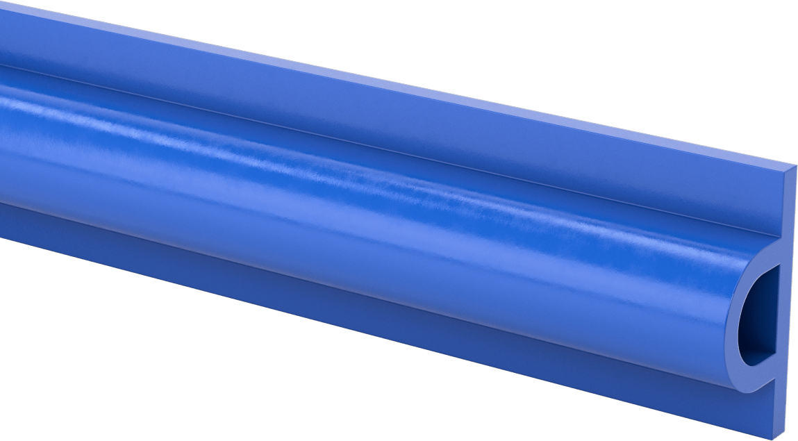 FDA Uyumlu Kabarık Profilli Yüzey Koruyucu, 2 Fit Uzunluk, 2-5/8" Genişlik, 1-1/4" Kalınlık — Düz Arka Yüzey, 2 5⁄8", 1 1⁄4"