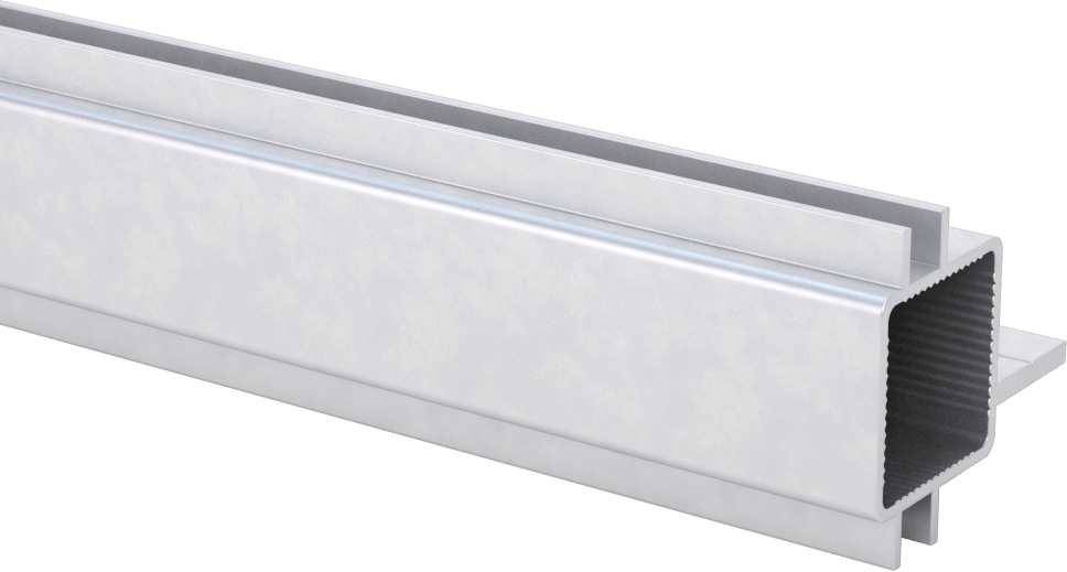 Pres Geçmeli Çerçeve Bağlantı Elemanı, Standart Ray, I-Yivli/Tek Flanşlı, 1" Yükseklik x 1" Genişlik — Ray, Alüminyum, 1"