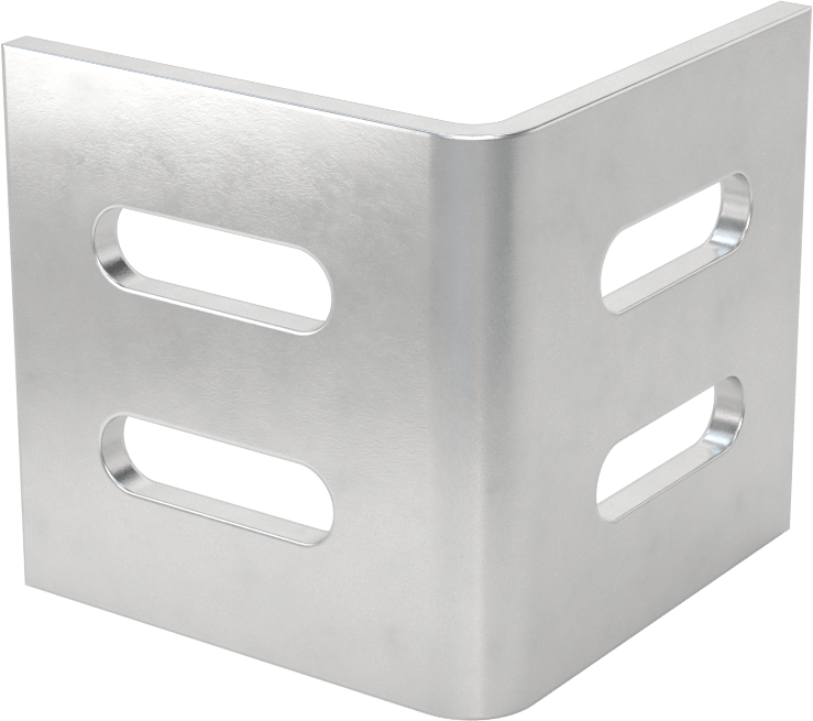 Köşe Makine Braketi, 4 Montaj Yuvalı, 6061 Alüminyum, 2" x 2" x 2"