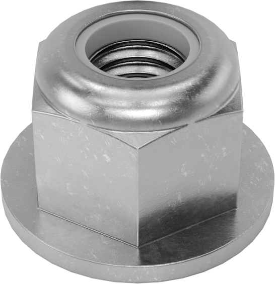 Yüksek Mukavemetli Çelik Naylon Ekli Flanşlı Somun, Sınıf 10, Sarı Kromat Kaplı Çinko, M6 x 1 mm Diş Boyutu