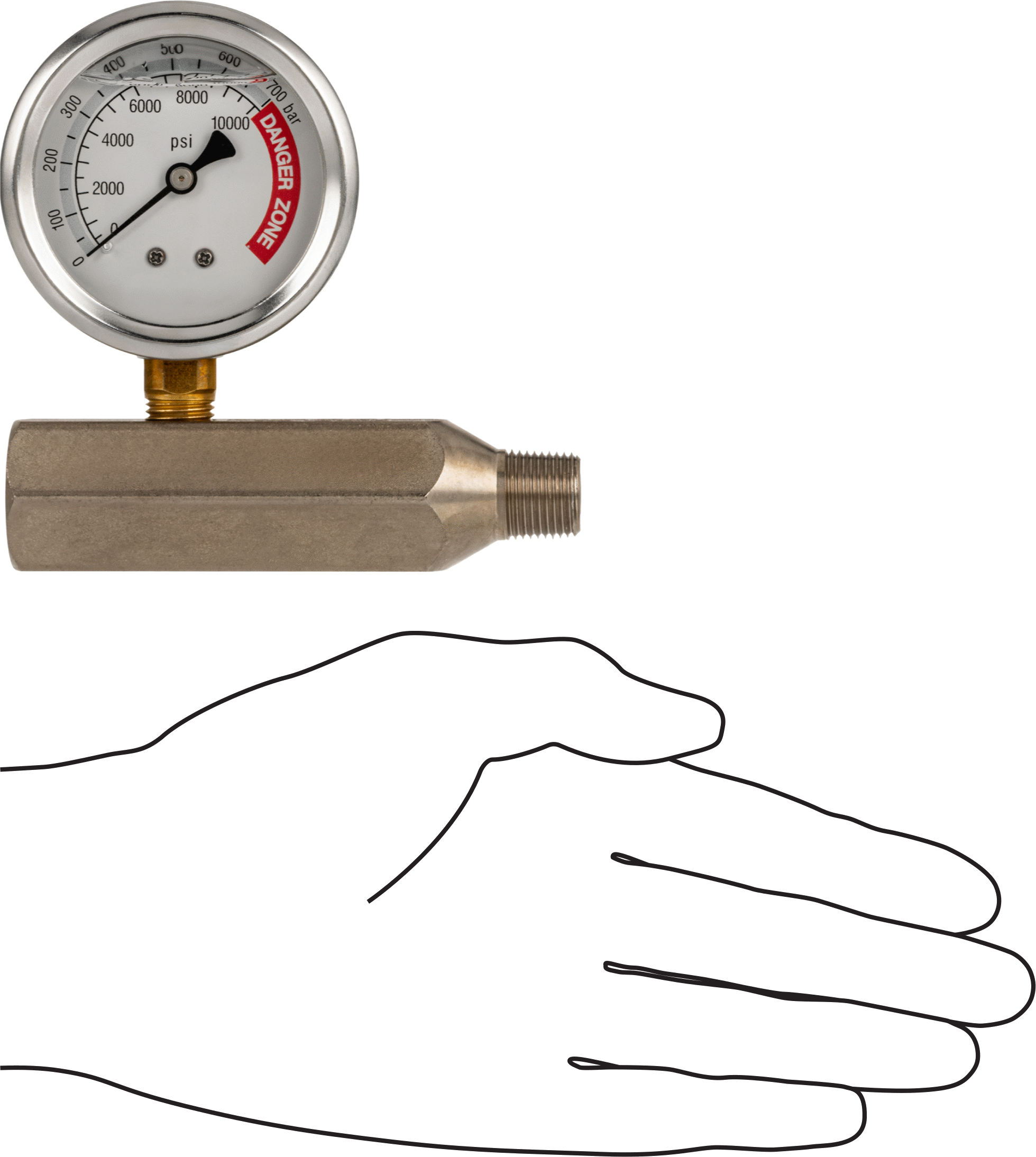 Gösterge, 3/8 NPTF Dişi ve Erkek, 2-1/2" Çap