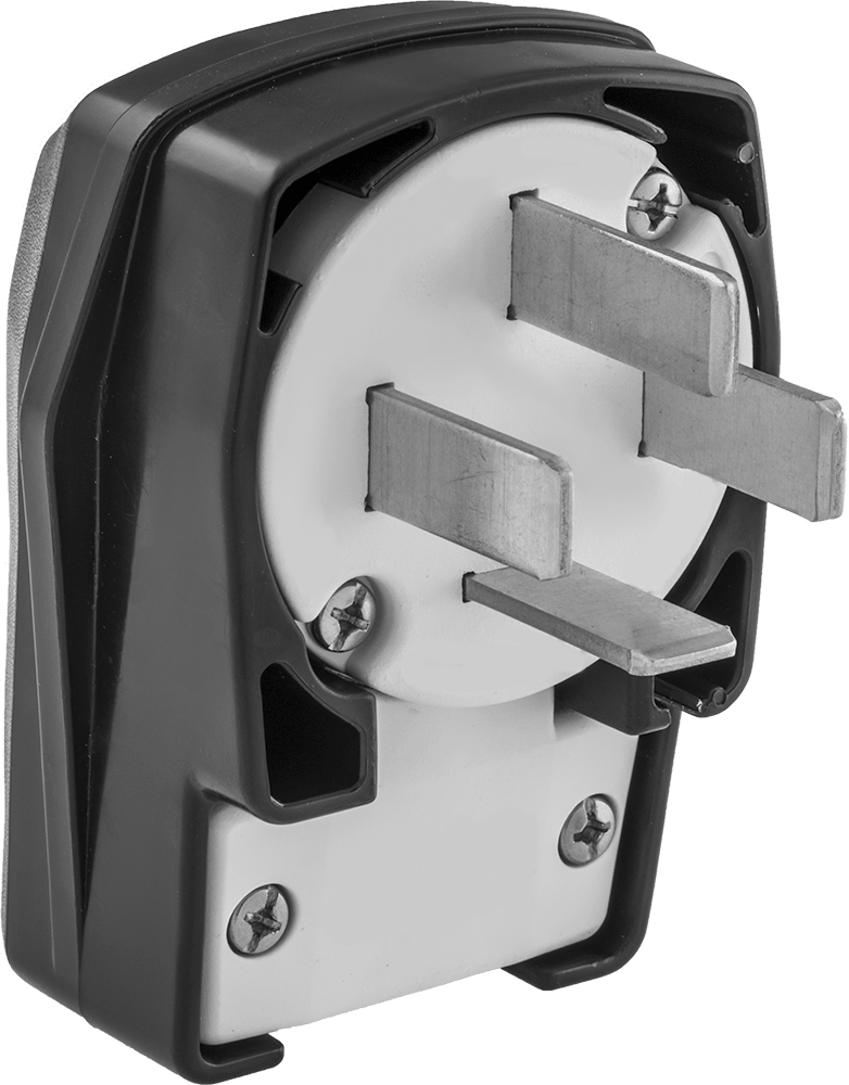 Premium Düz Bıçaklı Konektör, Dört Kanatlı Erkek 90 Derece Dirsek Fişi, NEMA 18-60 — 120V AC/208V AC, Erkek, 60A