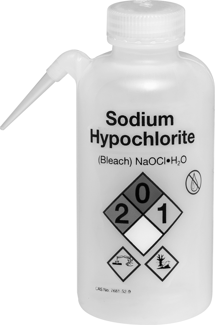 Ayrı Açılı Nozullu Sıkma Şişesi, NFPA Elmas, (Çamaşır Suyu), 16 FL. oz Kapasite, 6-7/8" Yükseklik — Sodyum Hipoklorit (Çamaşır Suyu), 16…
