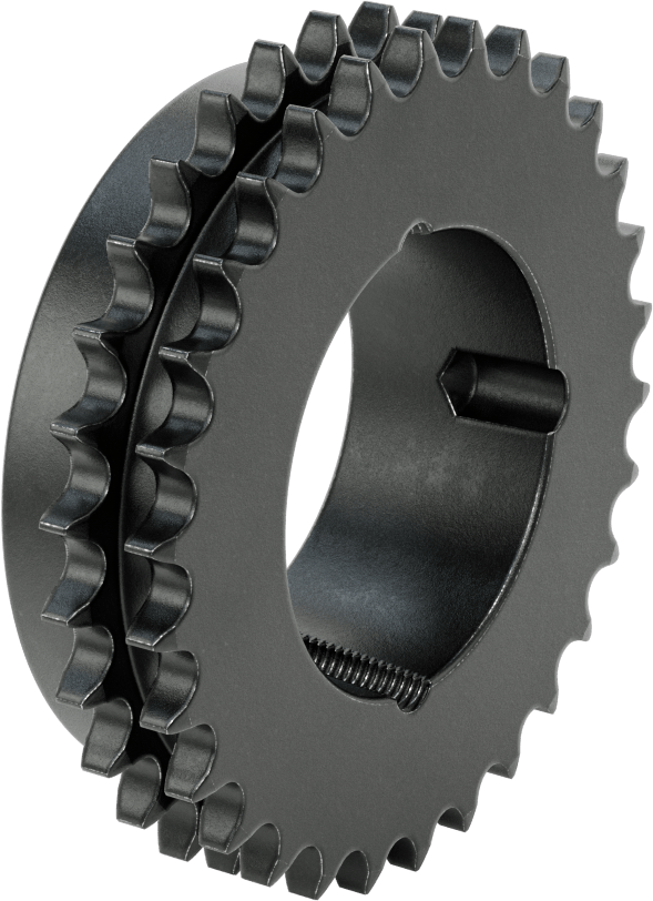 Taper-Lock Burç-Delik Çift Sıralı Dişli, ANSI 50-2 Makaralı Zincir için, Çelik, 30 Diş