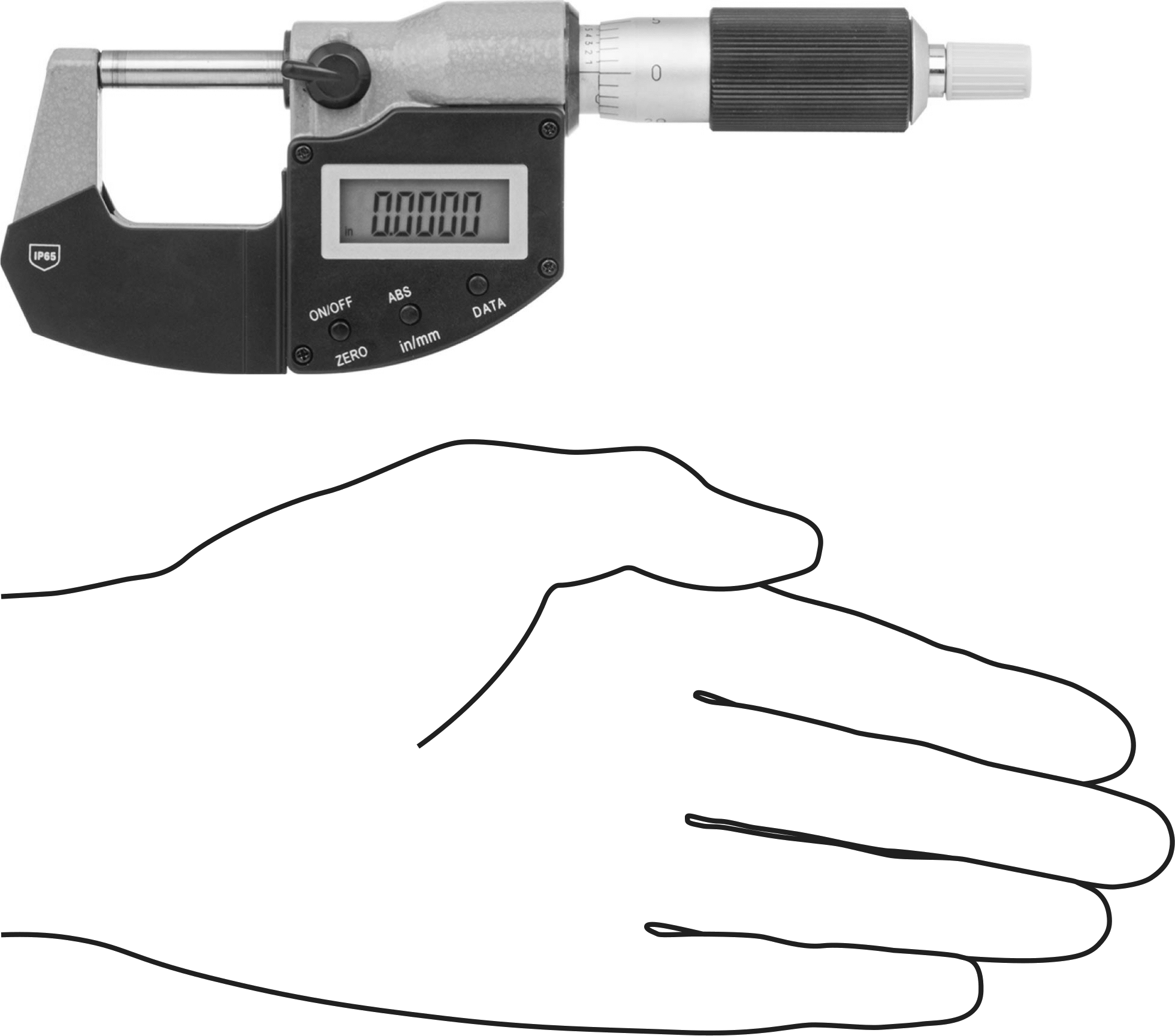 Soğutma Sıvısına Dayanıklı Elektronik Dış Mikrometre, 0" ila 1" ve 0 mm ila 25 mm Ölçüm Aralığı