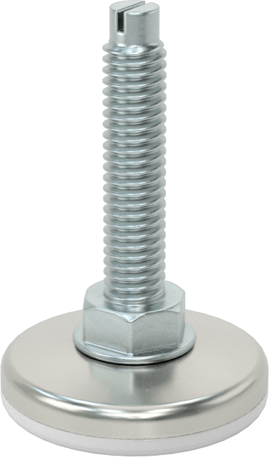 Çinko Kaplı Çelik Saplamalı Sert Tesviye Bağlantı Elemanları, Kolay Ayar, Nikel Kaplı Taban, 5/16"-18 x 1.5" Uzunlukta Diş
