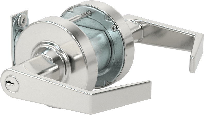 Schlage Alx Kapı Kolu, Anahtar ve Düğme Kilitleme, 2-3/4" Geri Çekme Mesafesi, Krom