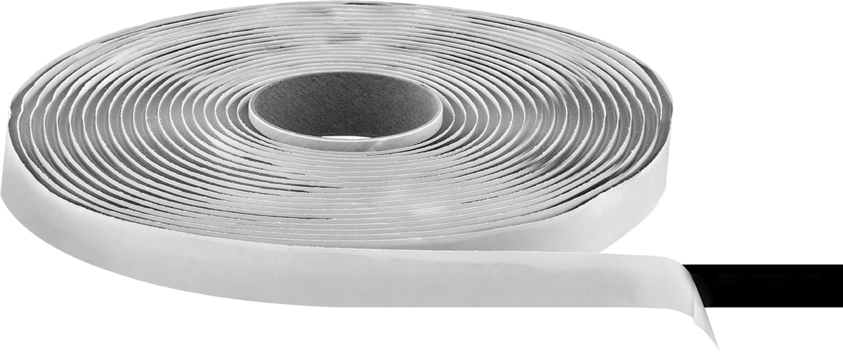 Kauçuk Sızdırmazlık Bandı, Butil Kauçuk, 1/2" Genişlik, 25 Fit Uzunluk — 1⁄2", Siyah, Butyl, Rubber