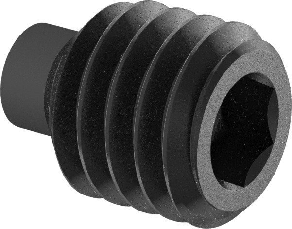 Naylon Uçlu Alaşımlı Çelik Setskur, Siyah Oksit, M3 x 0.5 mm Dişli, 3 mm Uzunluk