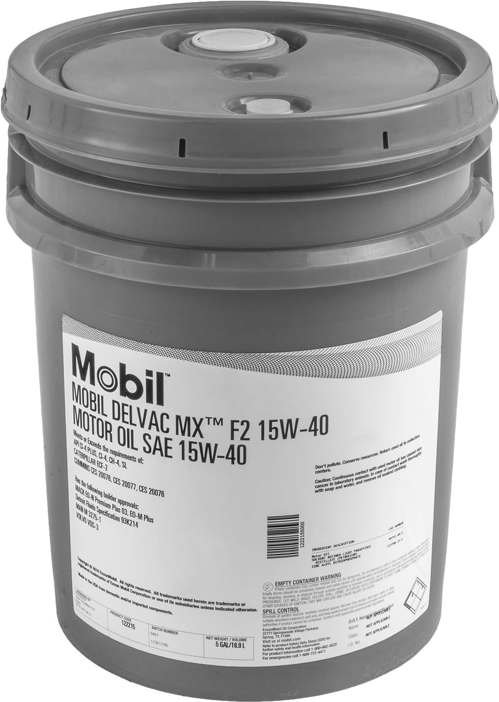 Dizel Motor Yağı, Mobil Delvac Mx, 5-gal — 15W-40, Kova, 5 gal.