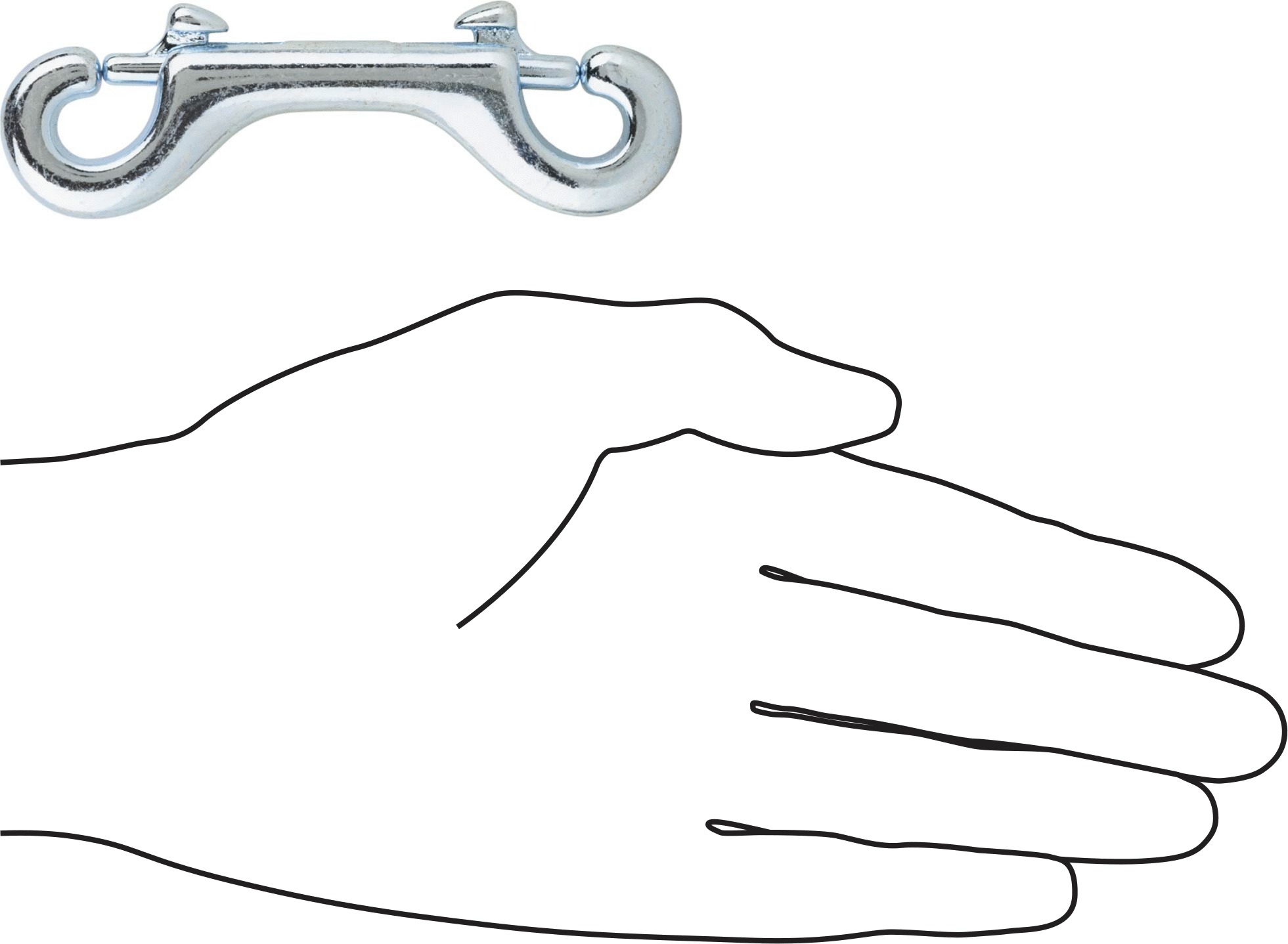 Çift Kayar Cıvata Mandallı Karabina, Çinko Kaplı Demir, 9/32" Açıklık Genişliği, 3-3/8" Kullanılabilir Uzunluk