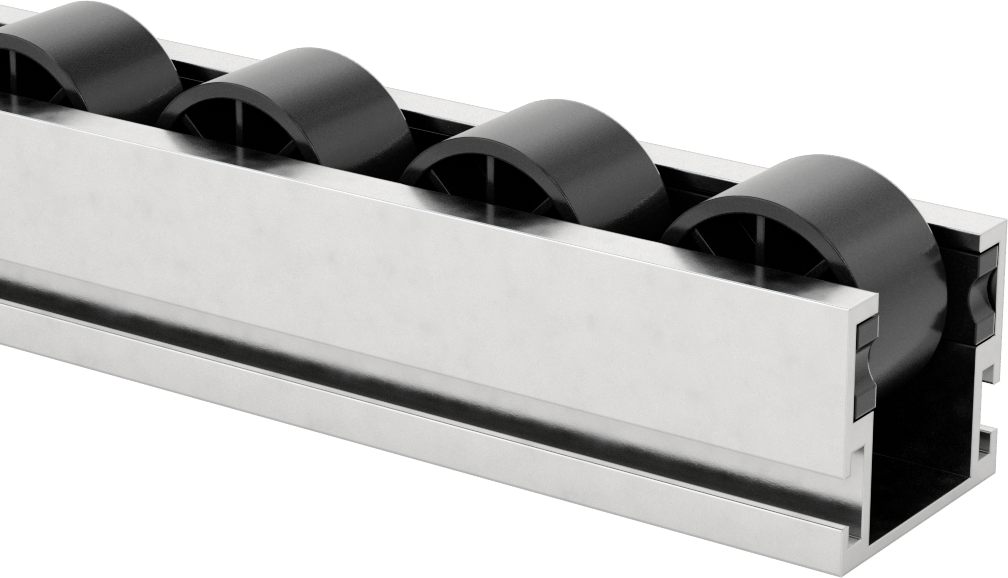 Kelepçeli Çerçeve Rayı için 1-9/16" Toplam Genişlik x 10 Fit Uzunlukta Konveyör Rayı — 1.08", 28 mm, Alüminyum, Plastik, Konveyör Rayı