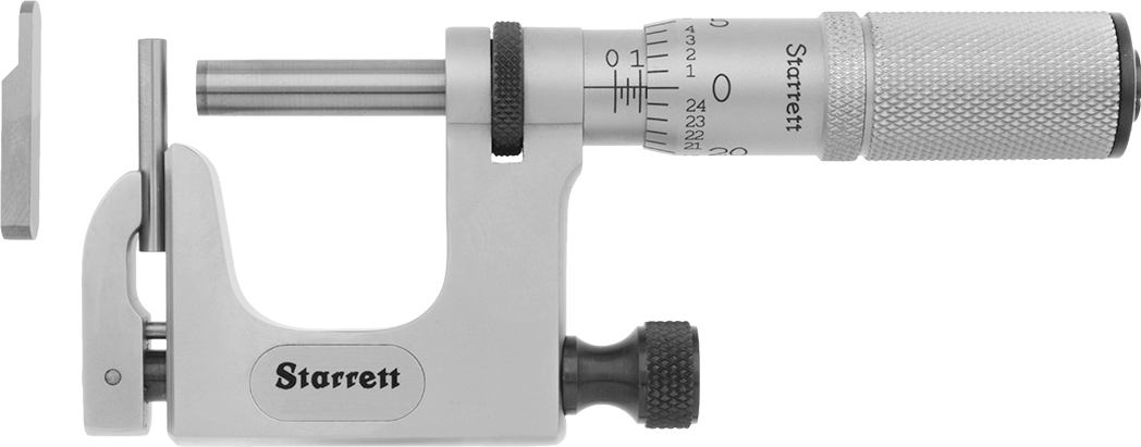 Starrett Dış Mikrometre, Boru için, Boru ve Düz Yüzeyler, Model 220xfl-1 — Düz, Yuvarlak, Ölçek, Düz