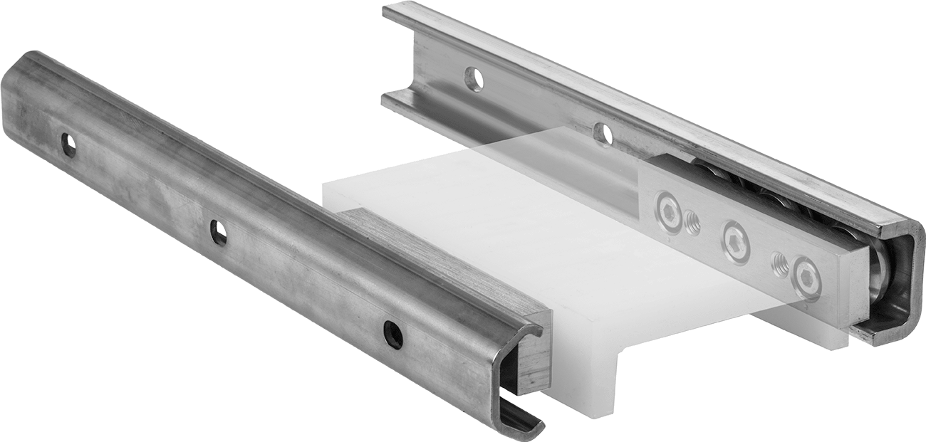 Yan Montajlı Raylı Makara Taşıyıcı, Çinko Kaplı Çelik, Ayarlanabilir Silindirler, 19.2 mm ray genişliği için