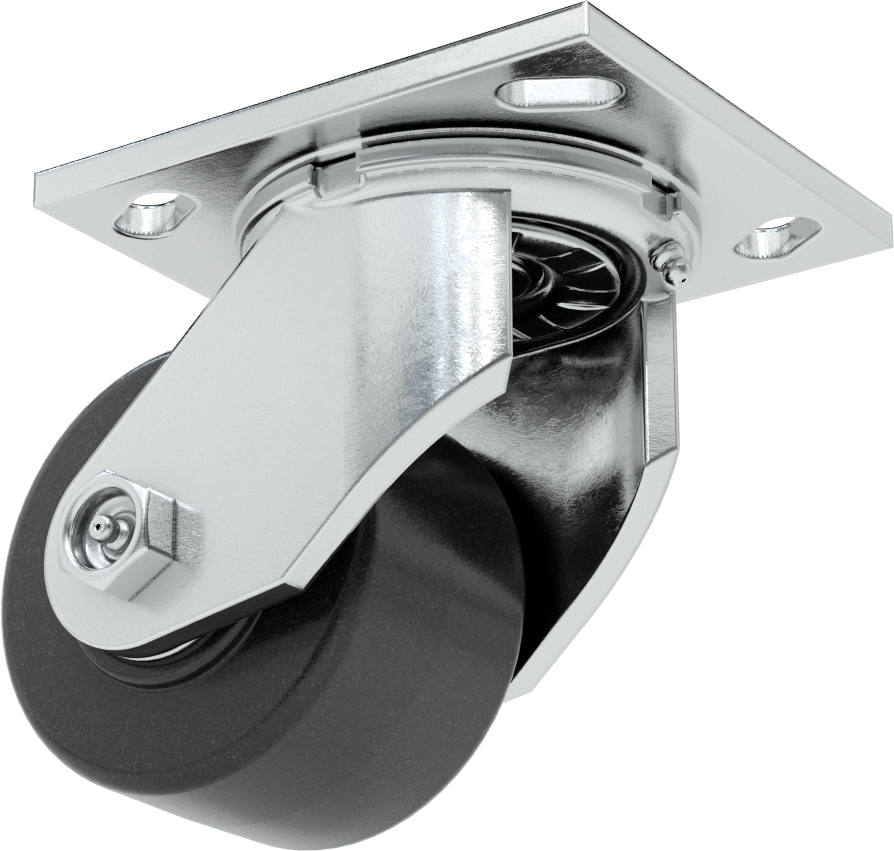 4-1/2" x 4" Plakalı Yüksek Kapasiteli Spartan Tekerlek, 3-1/4 inç Çapında Açık Rulmanlı Fenolik Tekerlekli Döner Ayak — 3 1⁄4", Levha, Döner
