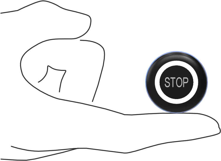 Hijyenik Parmak Dokunmalı Anahtar, 5 Kutuplu M12 Fişli, "Stop" Mesajlı, Siyah Aktüatör