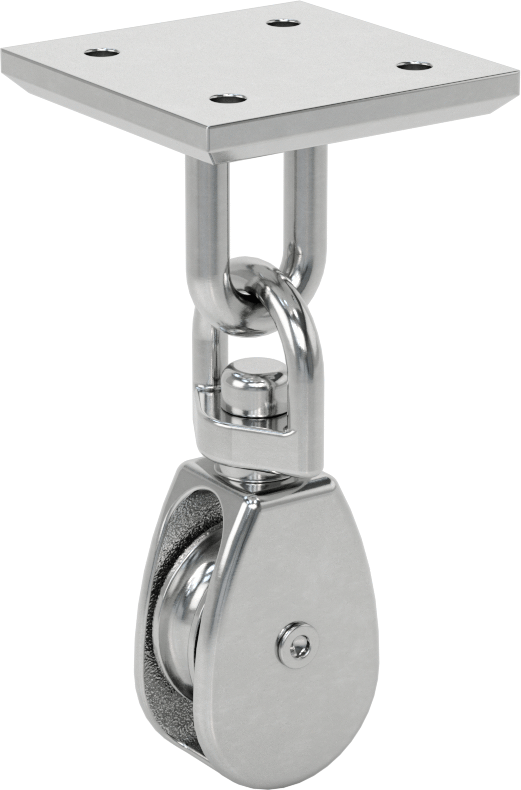 Yatay Çekme için Halatlı Montajlı Kasnak, Demir, 1/4" Çap için