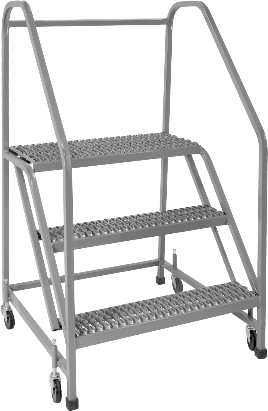 Kolay Tırmanma Tekerlekli Platform Merdiveni, Tekerlekli, Tırtıklı Basamaklar, 4'6" Yükseklik x 34" Genişlik x 34" Derinlik — 30", 30", 3