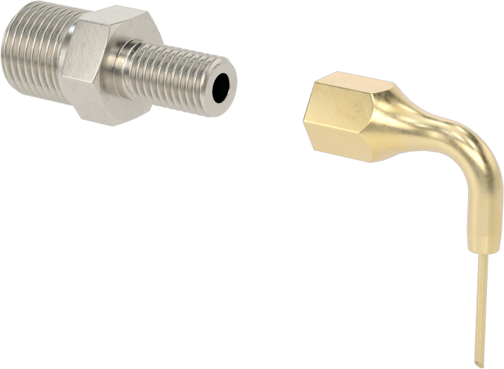 1-9/16" Uzunlukta, 0.035" Dış Çaplı, 90 Derece Hassas Gres Dağıtım Uçlu Nozul — Dispensing Tip, Nozzle, 90° Açı, 0.035"