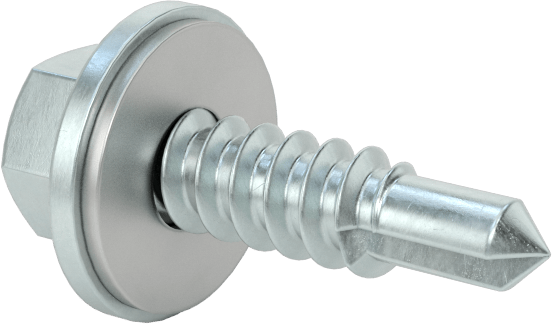 Metal için Pullu Delme Vidaları, Çinko Kaplı 410 Paslanmaz Çelik, 12 Numaralı Boyut, 3/4" Uzunluk