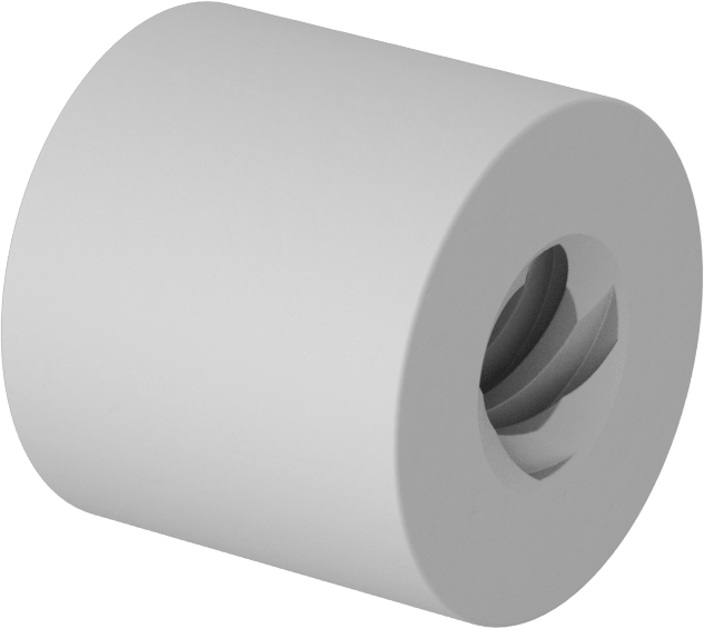 Hızlı Hareketli Ultra Hassas Kılavuz Vida için M10 x 3 mm Dişli Yuvarlak Somun — M10 × 3 mm, Somun, 25⁄32"