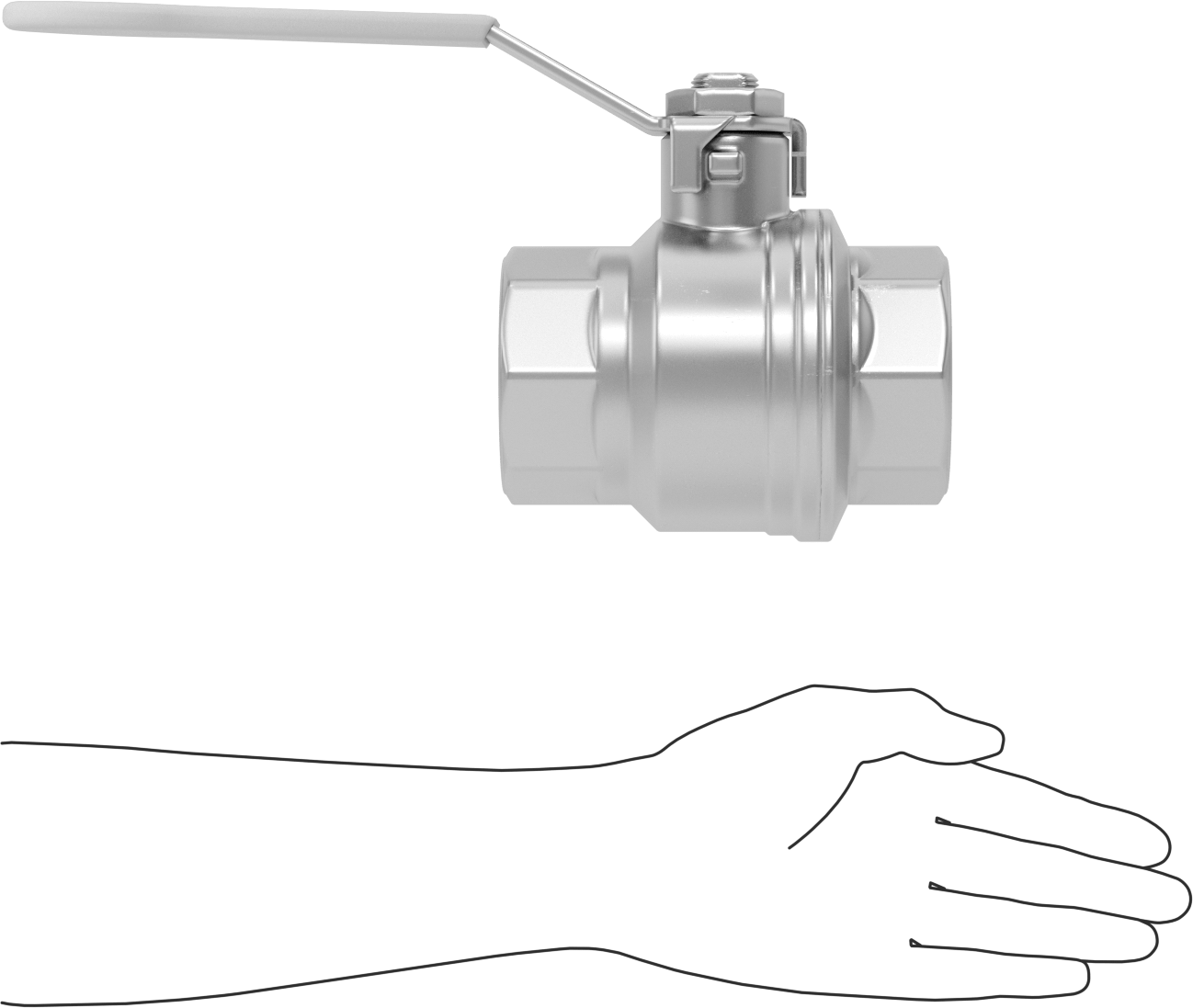 Dişli Açma/Kapama Vanası, Kolu Olan Pirinç, 2-1/2 NPT Dişi x 2-1/2 NPT Dişi