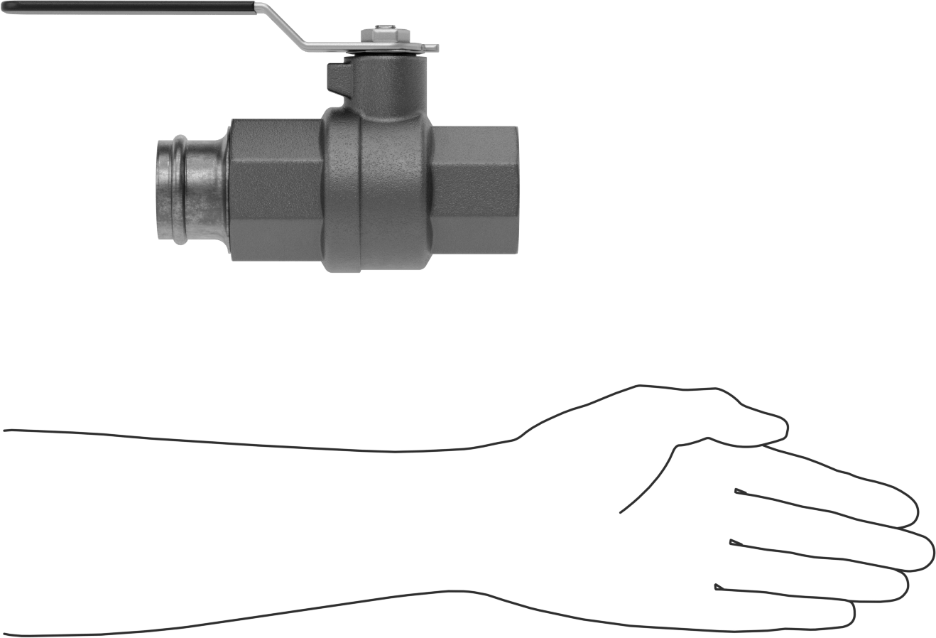 Pres Bağlantı Parçalı Açma/Kapama Vanası, 1-1/2 Bakır Boru x 1-1/2 NPT Dişi için Adaptör