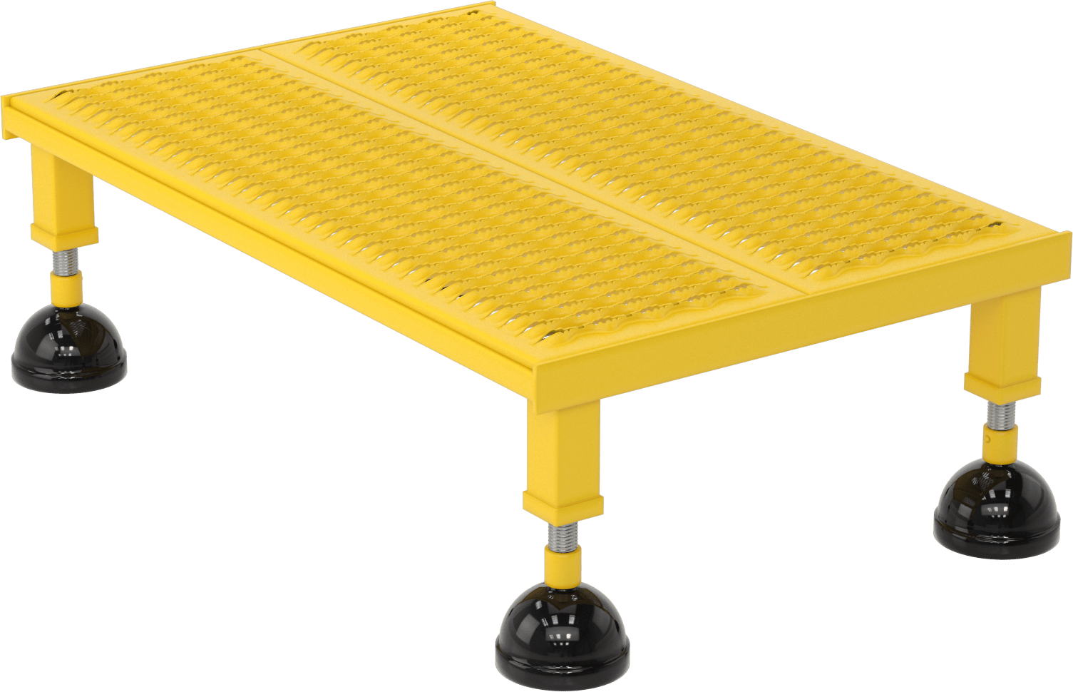 Yuvarlanan Çalışma Platformu, Sarı Toz Boyalı Çelik, 8-3/4" ila 12" Yükseklik x 39" Genişlik Toplam — 1, Cal/OSHA Compliant Title 8 Secti…
