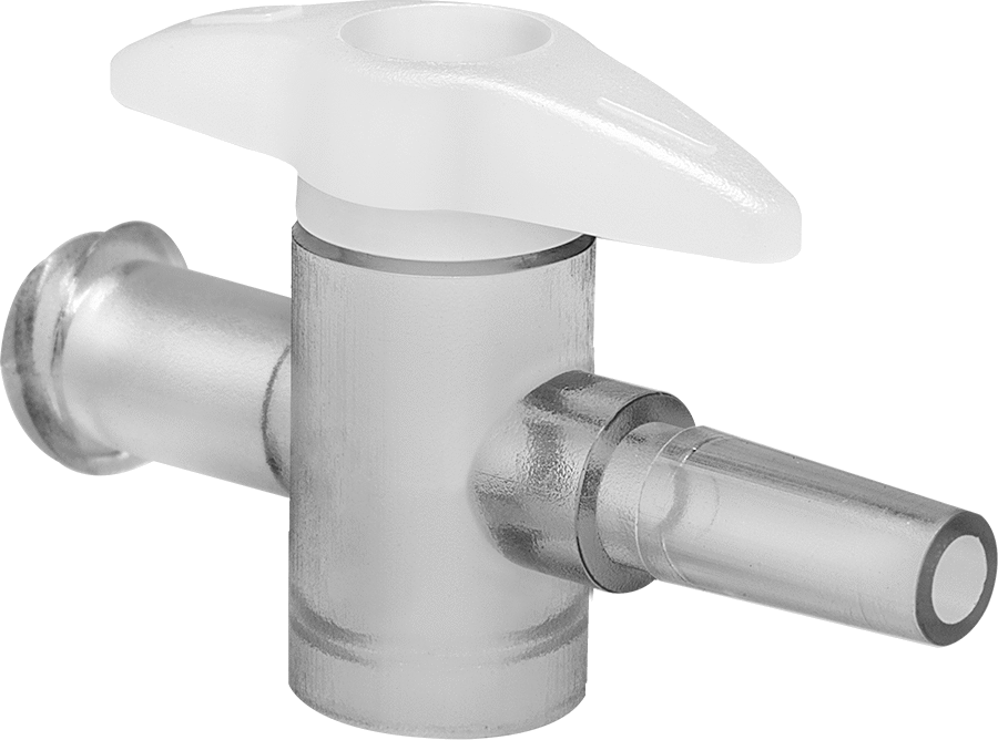 Luer-Lock Bağlantı Parçaları ile Açma/Kapama Vanası, Polikarbonat Gövde, Dişi x Erkek — Plastic, Polycarbonate, Luer Lock, Plastic, Polyc…