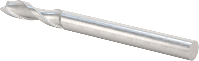 Kaplamasız Karbür Yuvarlak Kenarlı Kare Uçlu Freze, 2 Yiv, 1/8" Freze Çapı, 0.015 inç Köşe Kesim Yarıçapı