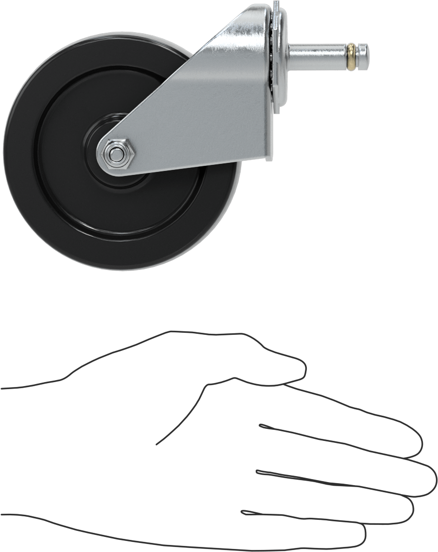 Tutuş Halkalı Sürtünmeli Tutuşlu Saplı Tekerlek, Frenli ve 4" Çapında 80D Kauçuk Tekerlekli Döner Tekerlek
